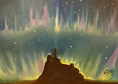 Aurora over Lindisfarne