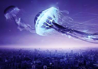 Jellyfish flying city