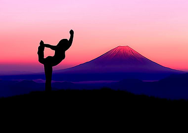 Yoga with volcano