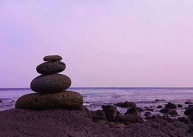 Beach and stack of rock