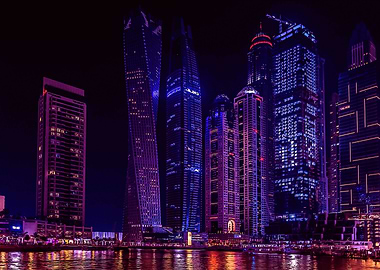 Night at marina of Dubai