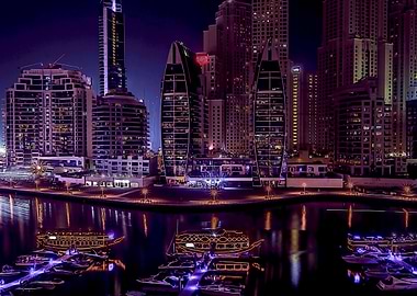 Marina of dubai at night
