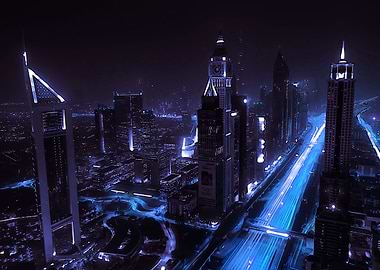 Blue dubai at night
