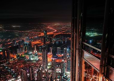 Night aerial view of dubai