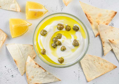 Yogurt lemon caper dip