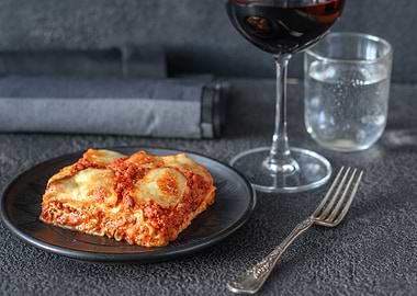 Dish of lasagne