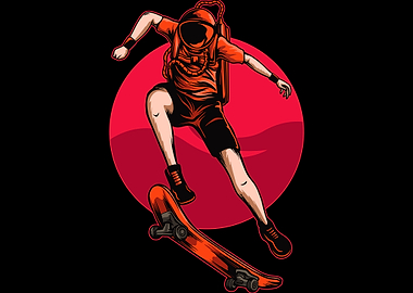 Astronaut Skateboarding