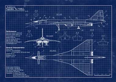 Tupolev TU 144 blueprint