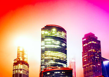 Red Misty Urban Night