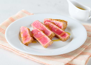 Sliced tuna steak