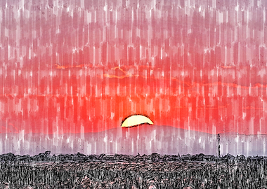 Sunset artwork living wall