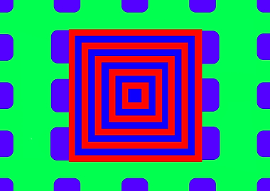 Red Blue Squares on Green
