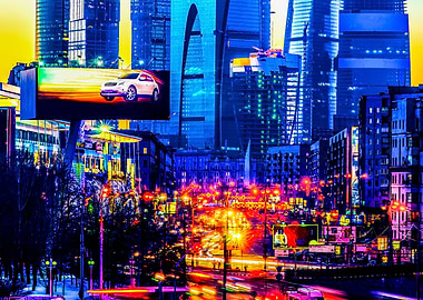 Shining City Lights Sunset