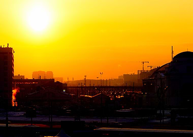 Railroad Terminal Sunset