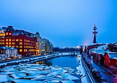Moscow River Canal In Blue