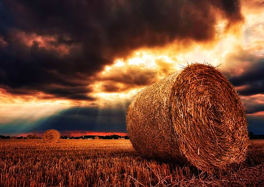 Straw bales Light Skies