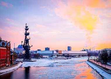 Moscow River Winter Sunset