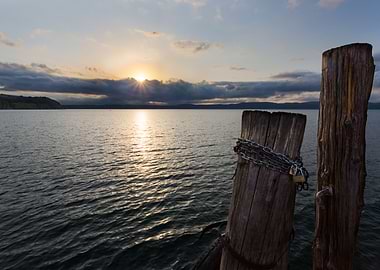 Sunset over Bracciano lake