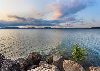 Sunset over Bracciano lake