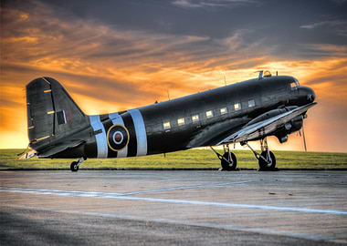 airplane during sunset