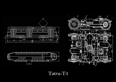 Tatra T3 train blueprint