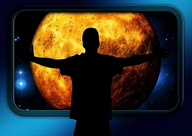 Man silouhette and mars