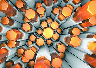 orange hexagons art hexag
