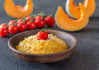 Portion of pumpkin risotto