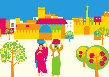 Women in the village squar