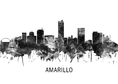 Amarillo Texas Skyline BW