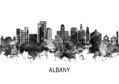 Albany New York Skyline BW