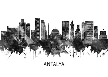 Antalya Turkey Skyline BW