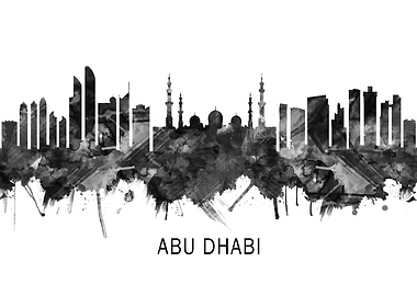 Abu Dhabi UAE Skyline BW