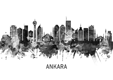 Ankara Turkey Skyline BW
