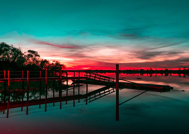 The pier at sunset