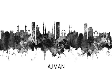 Ajman UAE Skyline BW