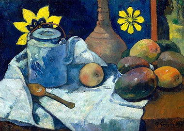 Gauguin Teapot and Fruit