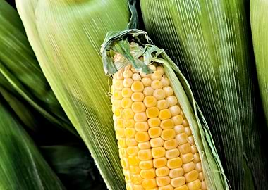 Yellow Corn Green Cobs 01