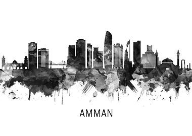 Amman Jordan Skyline BW