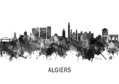 Algiers Algeria Skyline BW