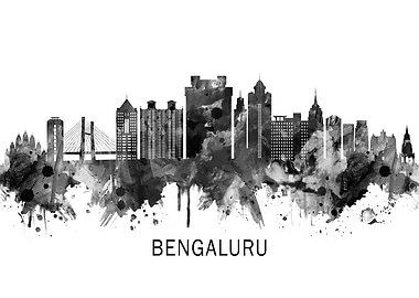 Bengaluru Skyline BW