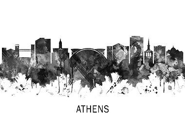 Athens Georgia Skyline BW