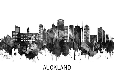 Auckland Skyline BW