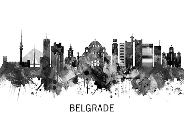 Belgrade Serbia Skyline BW
