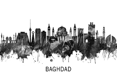 Baghdad Iraq Skyline BW