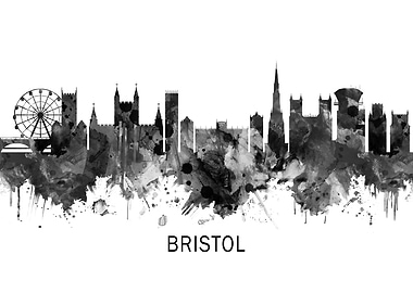 Bristol England skyline BW