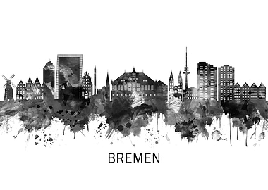 Bremen Germany Skyline BW