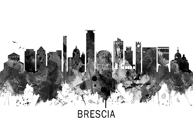 Brescia Italy Skyline BW