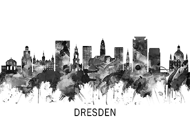 Dresden Germany Skyline BW