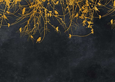 Gold and black floral